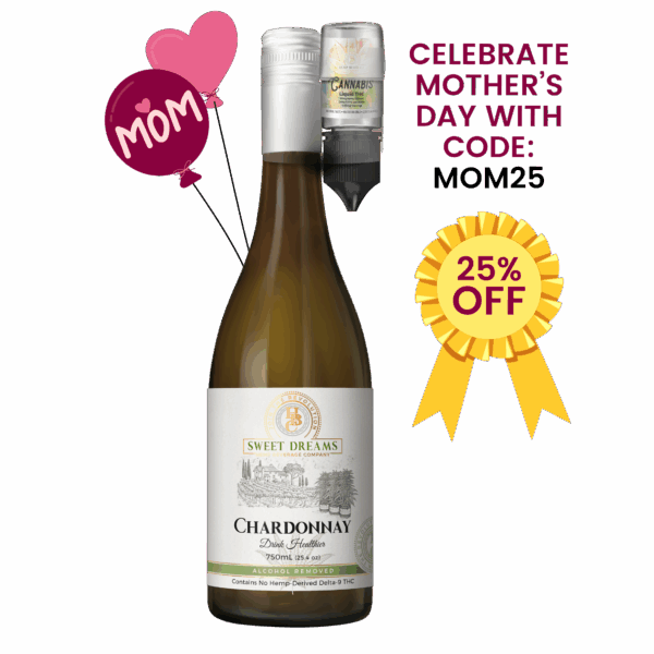 Chardonnay Non-Alcoholic Wine W/ 50MG liquid THC (CASE OF 6)