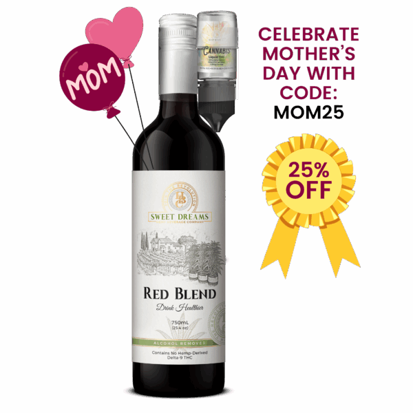 Red Blend Non-Alcoholic Wine W/ 50MG liquid THC (CASE OF 6)