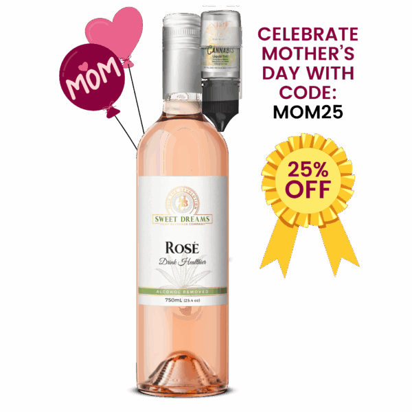 Rose’ Non-Alcoholic Wine W/ 50MG Liquid THC (CASE OF 6)